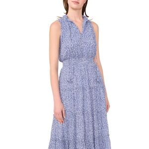 Halogen - Blue and White Floral Tiered Maxi Dress
